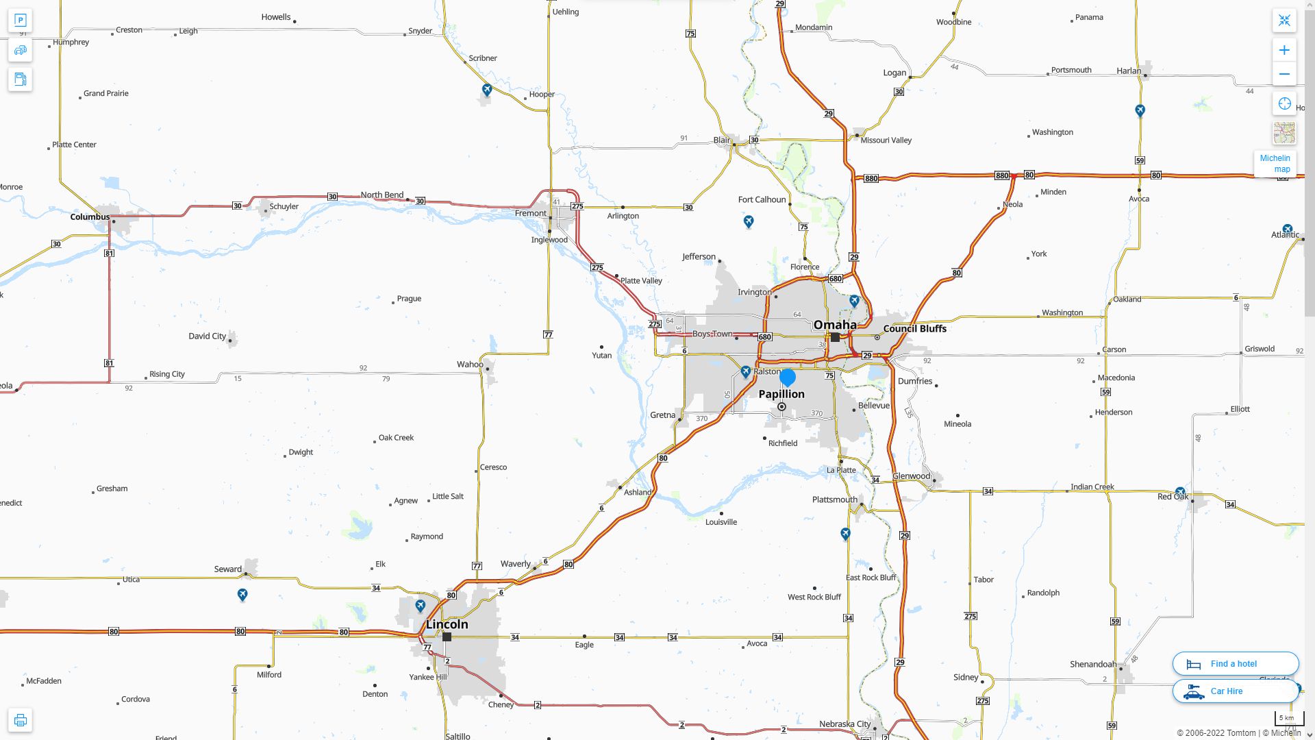 La Vista Nebraska Highway and Road Map